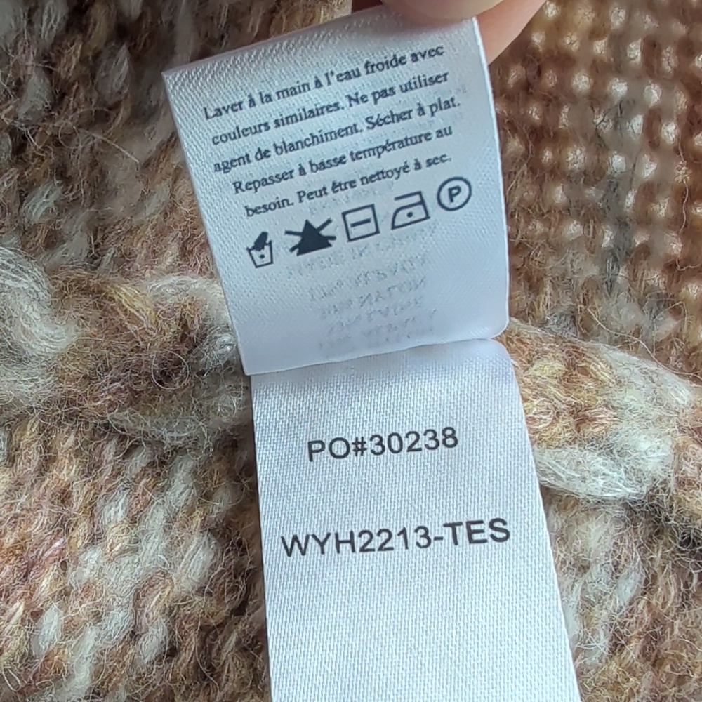 Faherty Long Line Hooded Cardigan Sweater in Cream & Brown Colorway Size M - Picture 8 of 11